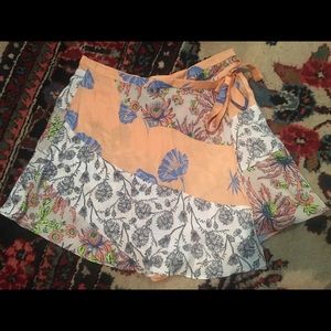 Free People High Waisted Floral Patch Skort Skirt